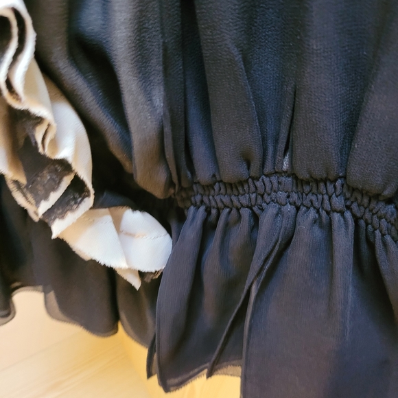 Neiman Marcus & Target Robert Rodriguez Collection Black/Taupe Chiffon Blouse - Picture 6 of 6